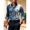 Men's Contrasting Baroque Printed Long Sleeved Shirt, Slim Fit Collar Shirt, European and American Party Trend Men's Top