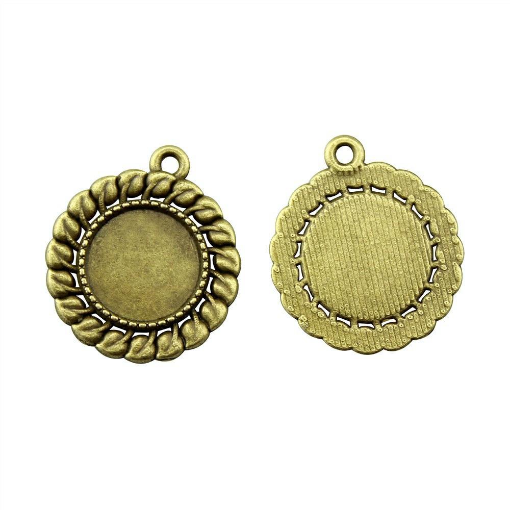 

10 шт. круглый простой стиль камея кабошон кулон базовая установка ювелирные компоненты аксессуары античная бронза цвет цинковый сплав 12 мм