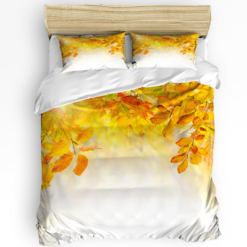Pumpkin Thanksgiving Maple Leaf Autumn 3pcs Bedding Set For Bedroom Double Bed Home Textile Duvet Cover Quilt Cover Pillowcase