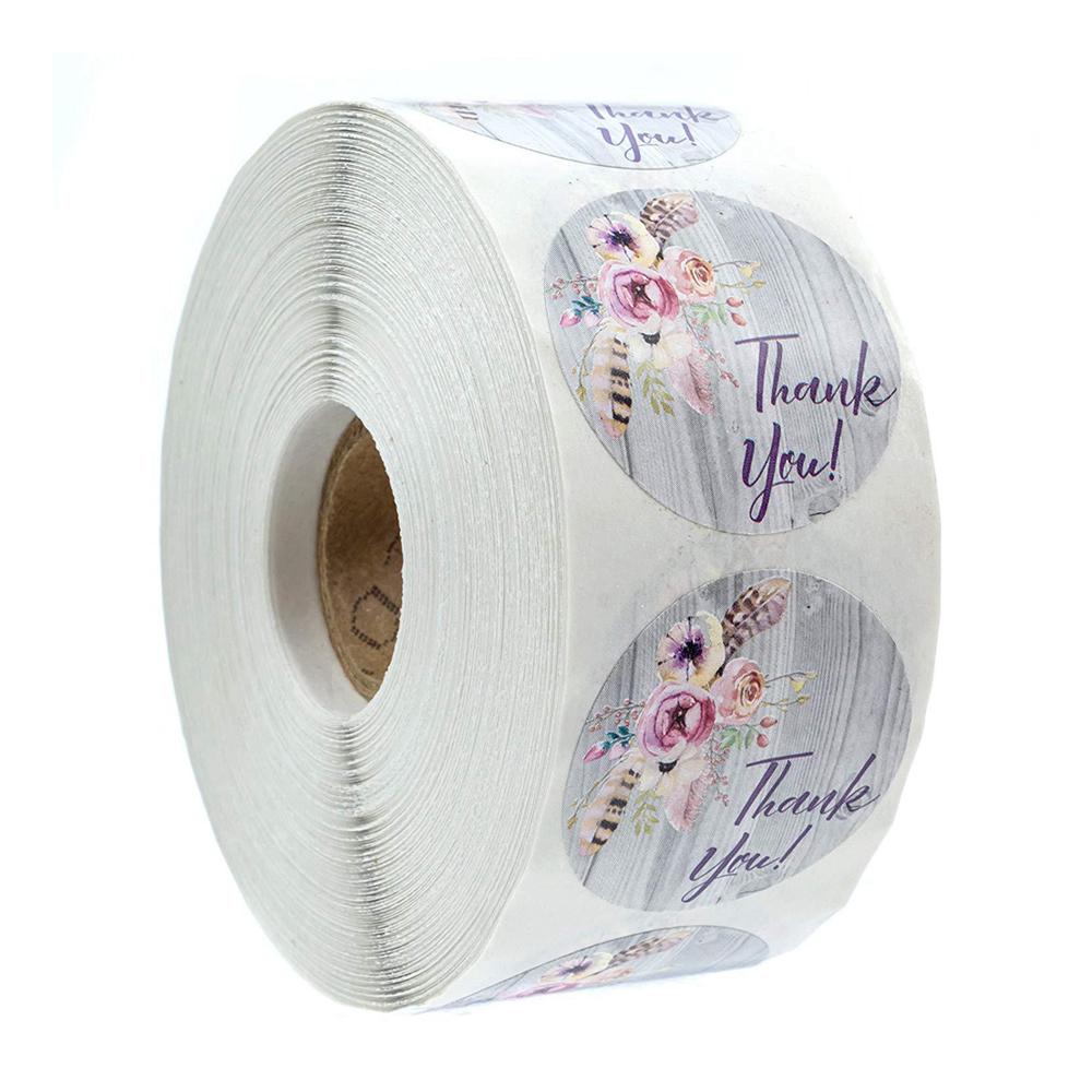 500pcs Thank You Stickers Green Flowers Thank You Labels for Birthday, Weddings, Giveaways, and Small Business Shipping Stickers