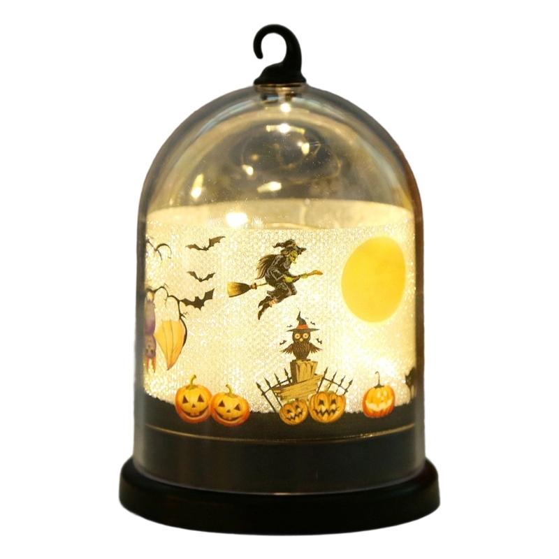 LED Warm Light Halloween Pumpkin Lantern Safe Plastic Materials Easy Assembly Portable Decoration for Home School Event