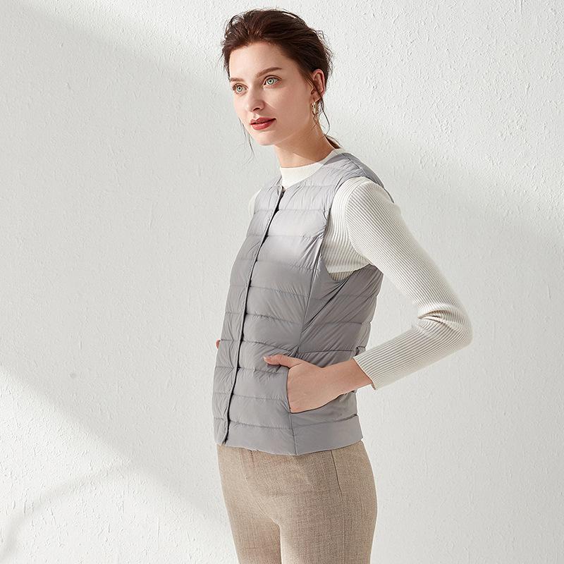 Women's 2025 Lightweight Collarless Down Vest - Short, Versatile, Fashionable Korean Style.