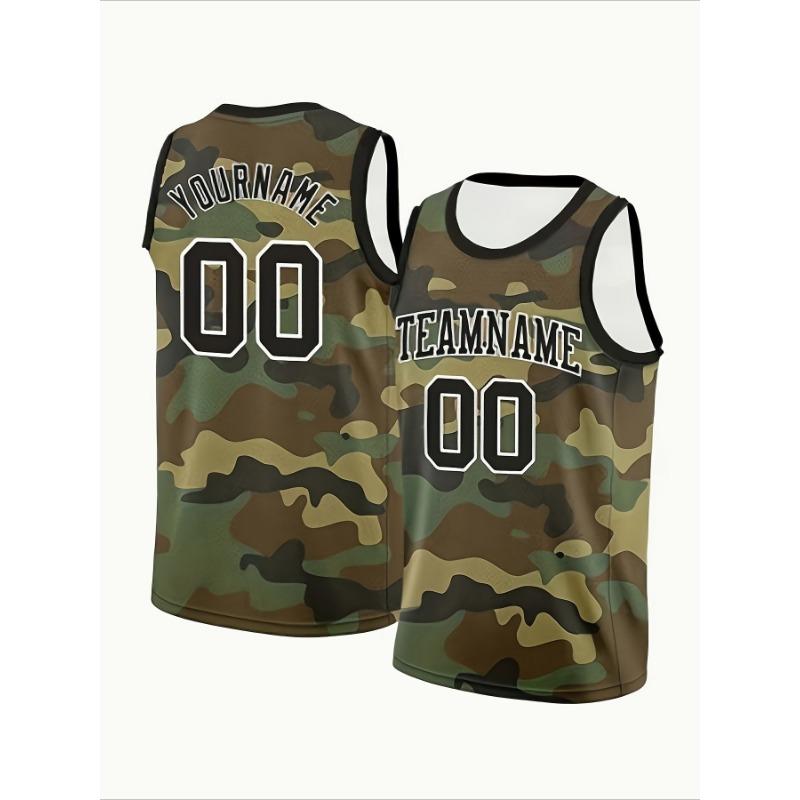 Custom Men's Tank Top - Personalized Name and Number, Camouflage Crew Neck Workout Vest, Machine Washable