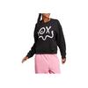 Adidas Originals Trefoil X André Saraiva Graphic Print Crew Neck Sweatshirt Women Tops Black HY4267