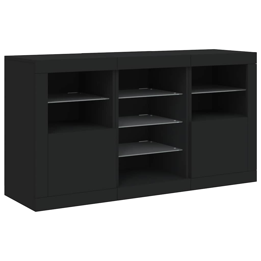 Vidaxl Szafka Z Oświetleniem Led, Czarna, 123X37X67 Cm