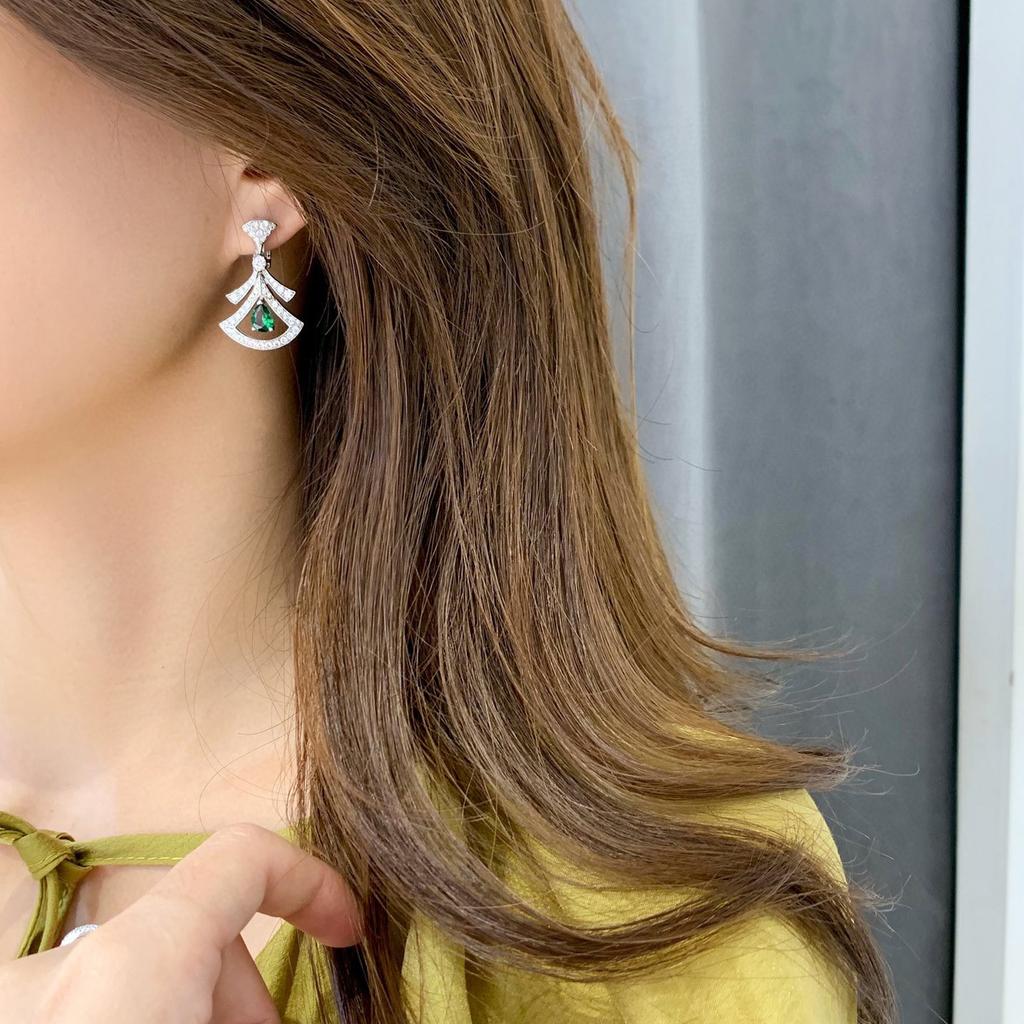 New Hot Brand Vintage Zircon Earrings for Women Luxury Jewelry Fashion Designer Eardrop Pure 925 Sliver Party Clip Earrings