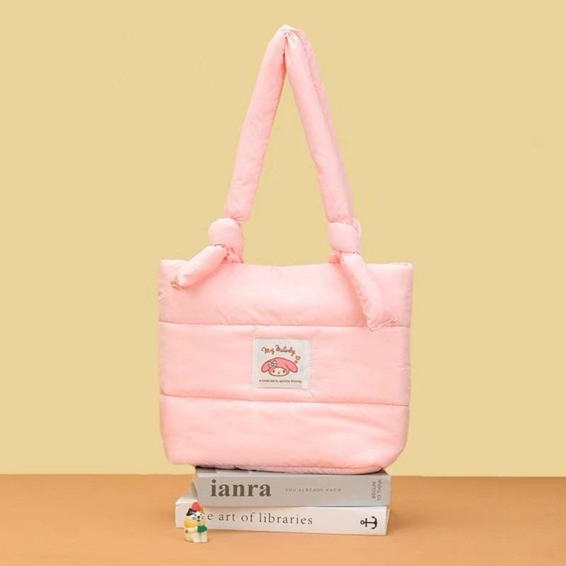 Cute Down Cloth Handbag Women's New Daily Commuting Large-capacity Tote Bag Cotton-filled Cartoon Shoulder Bag
