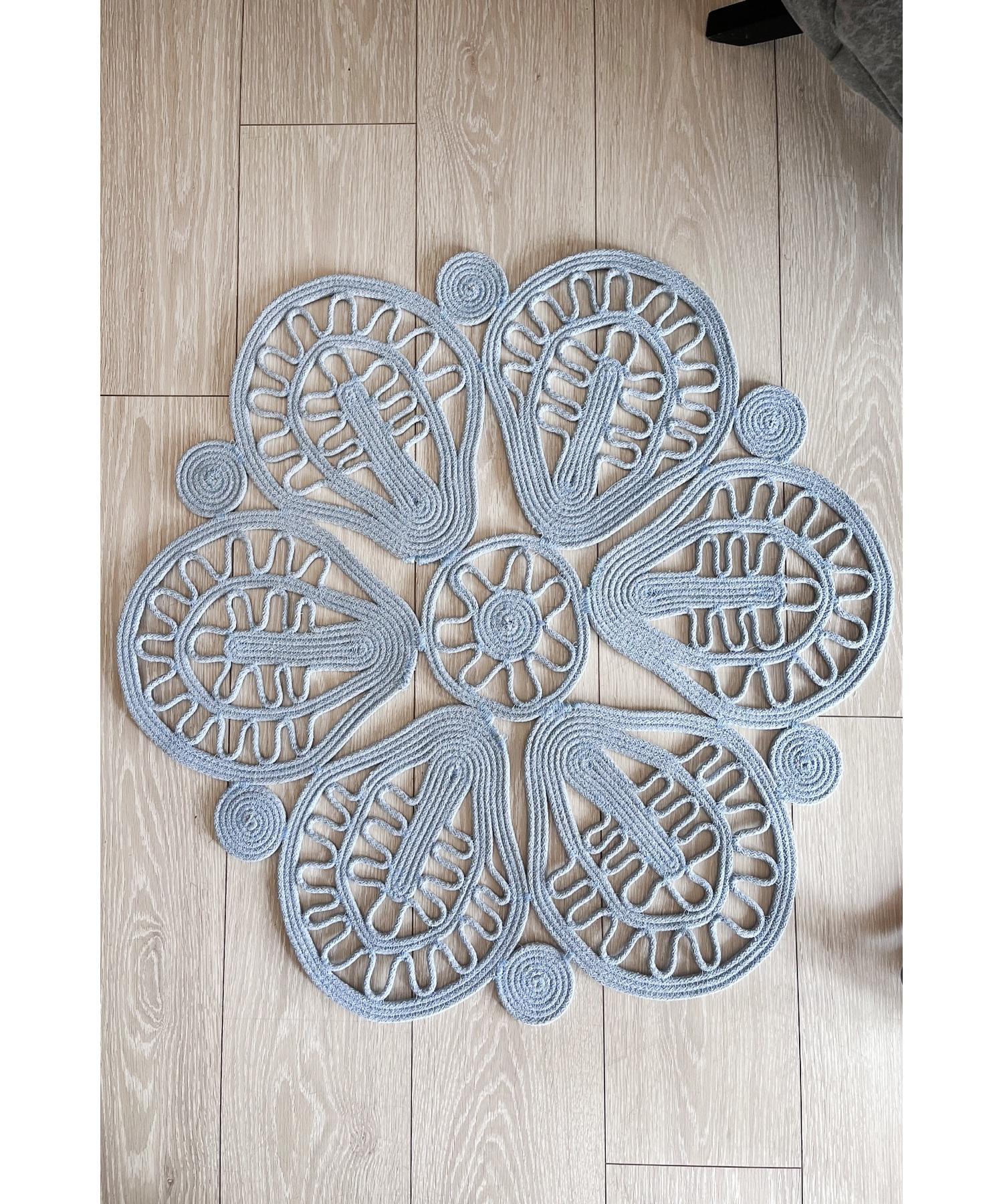 

Карнавал Дели Голубой сизаль с узором ромашки Декоративный современный джутовый ковер Плетеный ковер