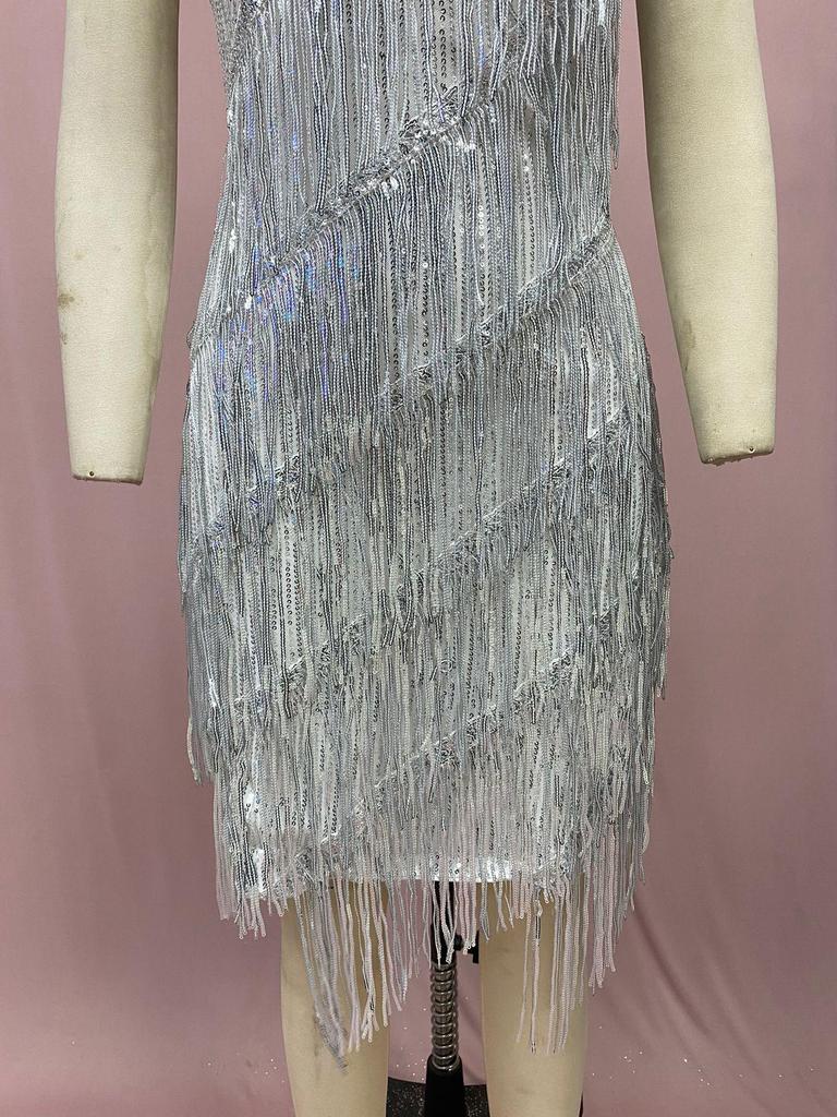 2025 Halter Tassel Backless Hip-Hugging A-Line High-Waisted Short Dress