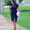 New Summer French Small Fragrant Style Short-Sleeved V-Neck Waist Slim-Fitting Hip-Wrapped Slit Dress