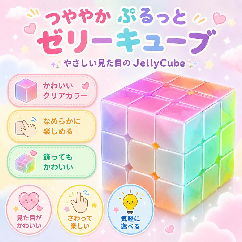 JellyCube 3x3 Magic A and bouncy 3D puzzle for children and Brain and fine motor Perfect for desk school entrance and home Suitable for ages 6 and