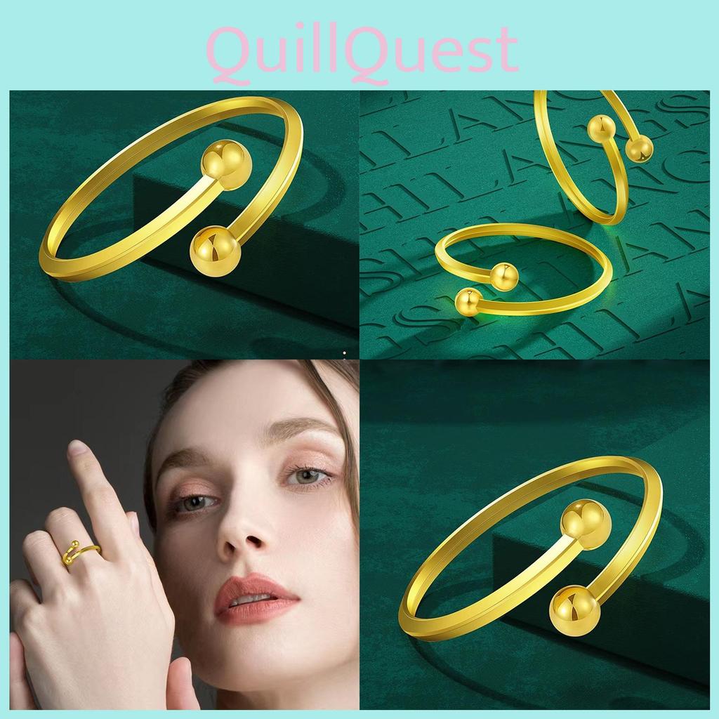 Vintage Beautiful Copper Gold Plated Bead Ring For Women Adjustable Fashion Statement Piece