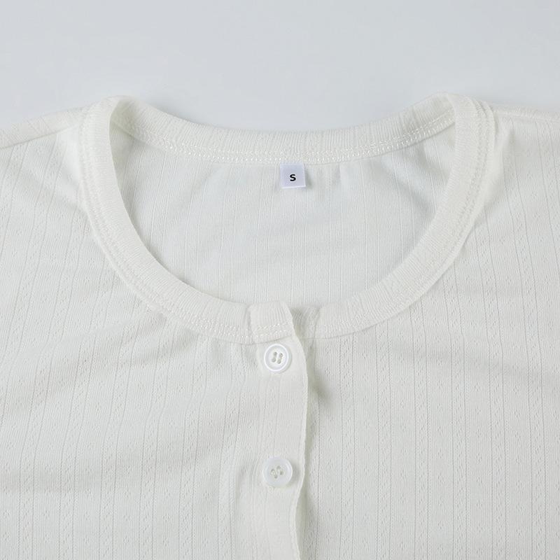 Jednobarevná pletená dvoudílná sada Dámský základní top s dlouhým rukávem a přezkou Elastické široké kalhoty Jednoduchý ležérní oblek Módní novinka jaro