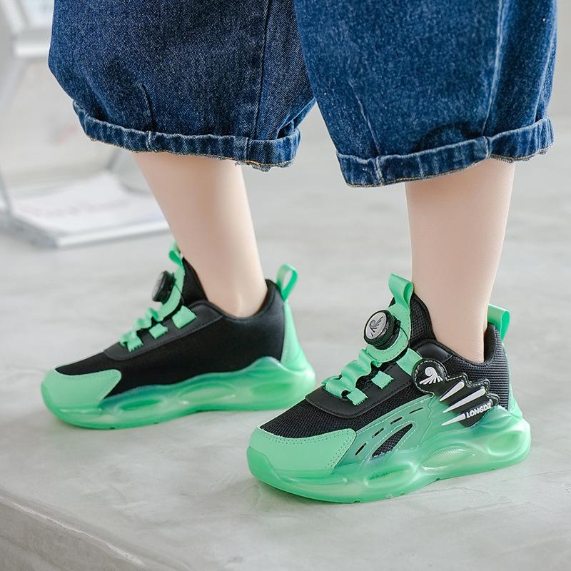 Boys' Shoes 2025 Spring and Summer New Mesh Breathable Non-slip Rotating Buckle Soft Sole Lightweight Small Shoes Tide