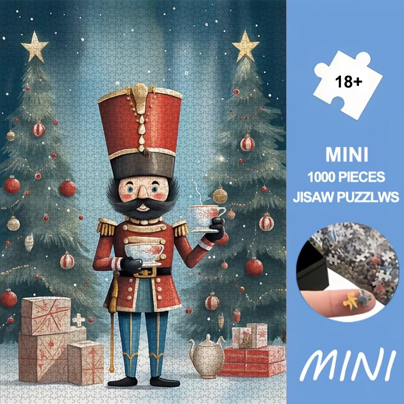 1000pcs Mini Jigsaw Puzzle Suitable for & - Portable Nutcracker with Teacups & Xmas Trees, Color-Coded Pieces for Assembly, Intermediate Challenge, Ho