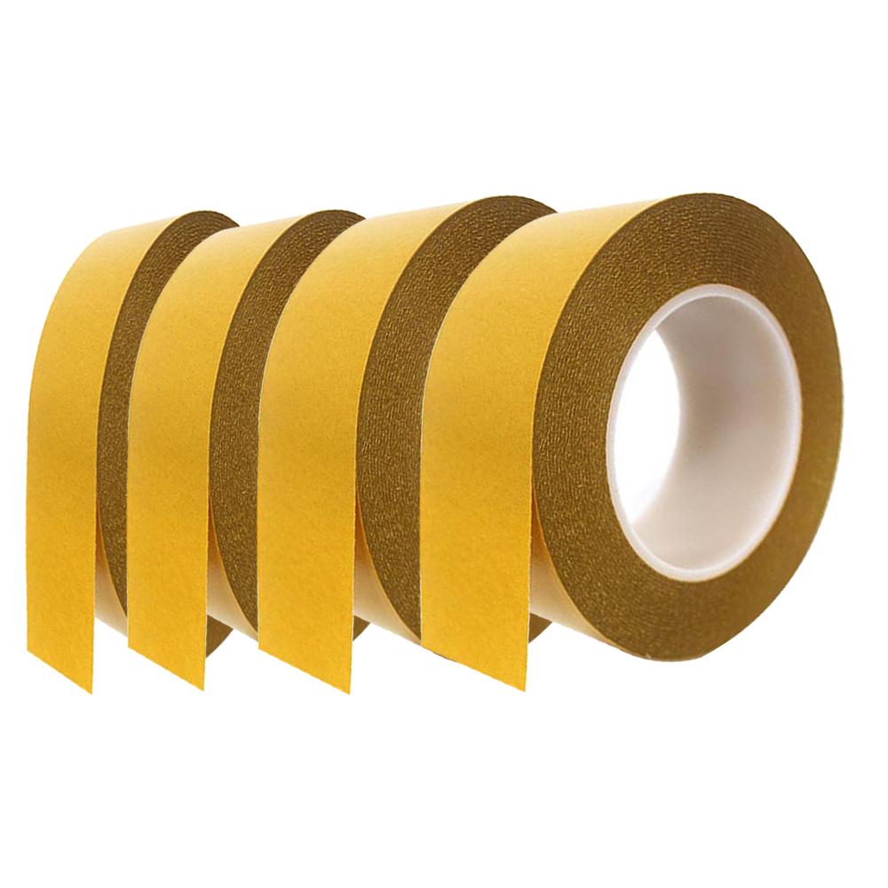 50M High Temperature Resistance PET Double Sided Tape No Trace Transparent Heat Resistant Strong Double-Sided Adhesive Tape (yellow,5mm&50m)