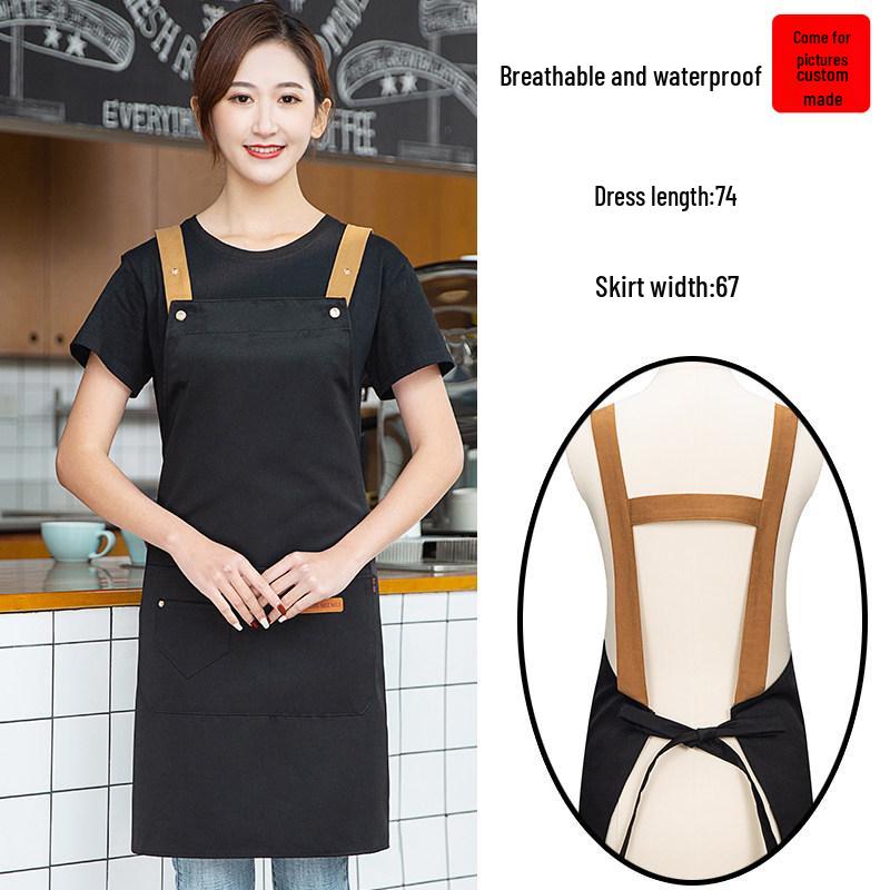 Waterproof Logo Printed Women's Catering Waist Apron - Oil-Proof for Kitchen & Supermarket.