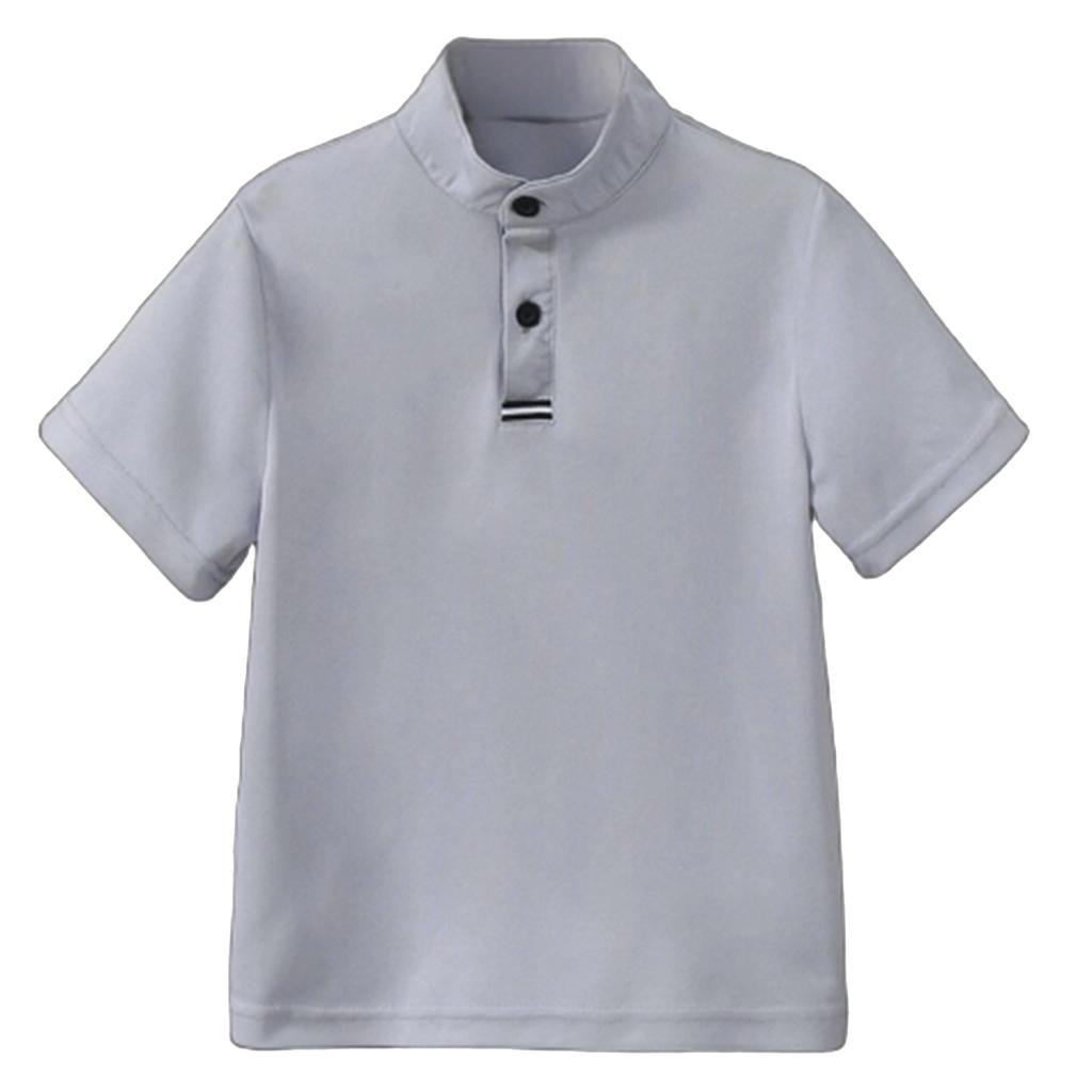 Chemise tendance à col montant boutonnée à manches courtes pour enfants