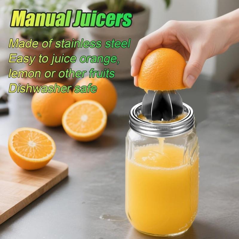 Mason Jar Stainless Steel Juicer Lid Wide Mouth Mason Jar Juicer Lid Stainless Steel Manual Citrus Lemon Juicer Lid Home