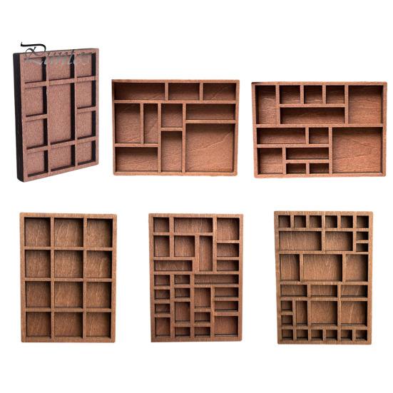 Multi-function Trinket Shelf Miniature Wooden Crystal Display Office Collectibles Organizer Printers Tray for Gems Stones Shells Decorative Stand
