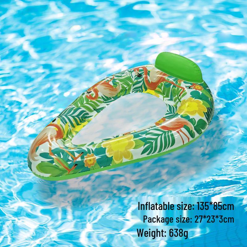 Inflatable PVC Float Recliner: Foldable Striped Swimming Bed