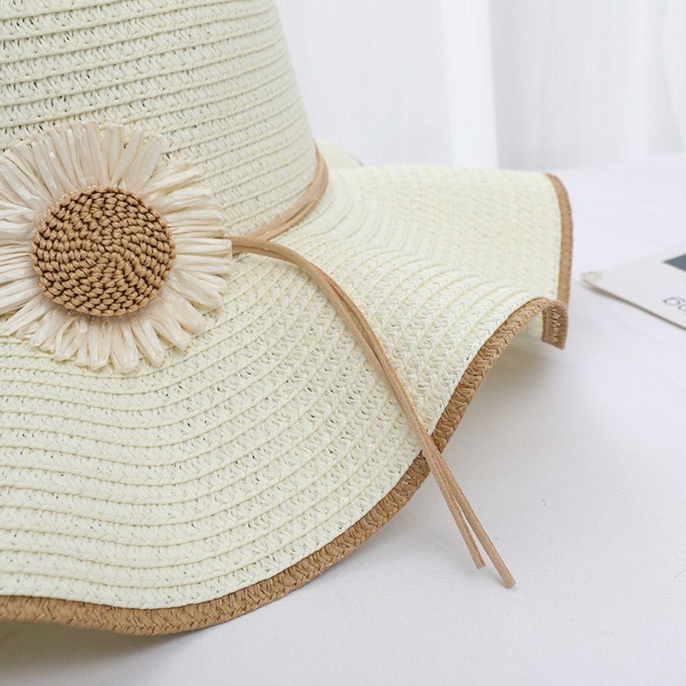 Wide Brim Bohemian Straw Hat Spring Summer Women's Sun Hat Trendy Folding Straw Hats  Vacation