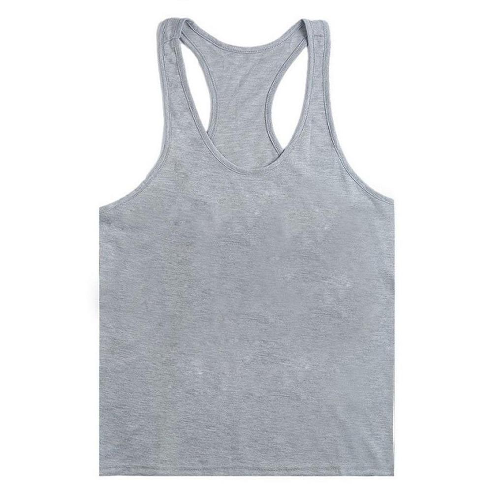 Men's Plus Size Solid Racerback Tank Top - Elastic Cotton Blend for Gym Training
