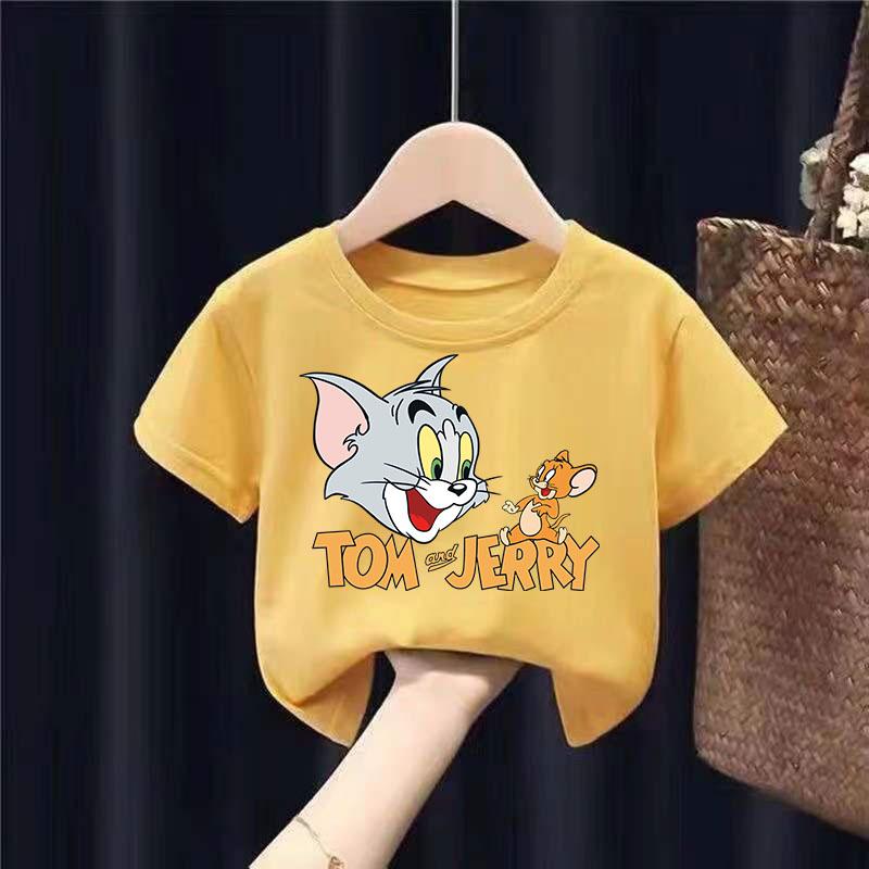 

2025 Tom and Jerry Children T-Shirt Kawaii T Shirt Anime Cartoons Children Casual Clothes Tee Shirt Kid Girl Boy Fashion Y2K Top 140