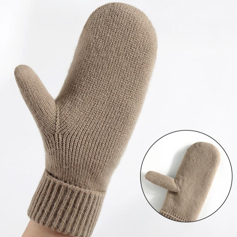 Knitted Gloves Winter Double-layer Velvet Thickened Warm Gloves Mitten