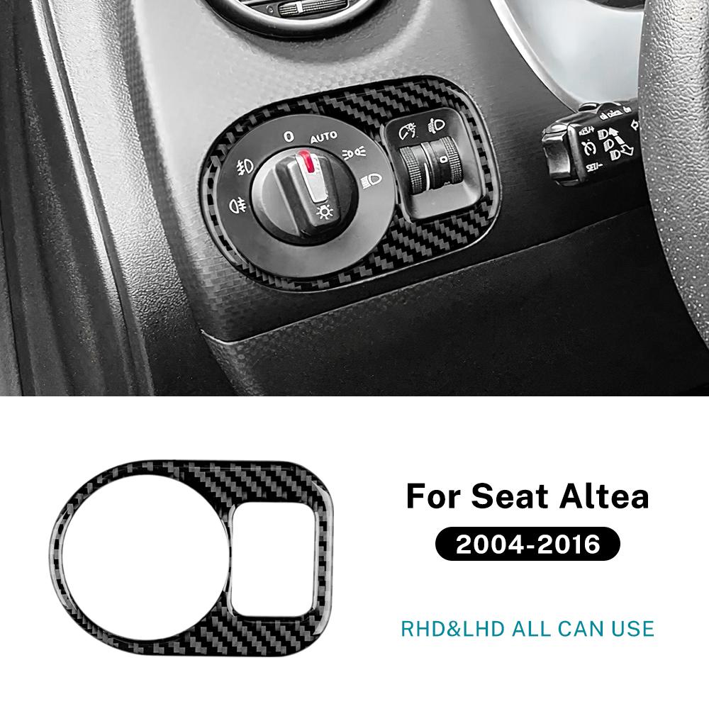 Real Soft Carbon Fiber Sticker For Seat Altea 2004-2009 2010 2011 2012 2013 2014 2015 2016 LHD RHD Car Headlight Switch Frame