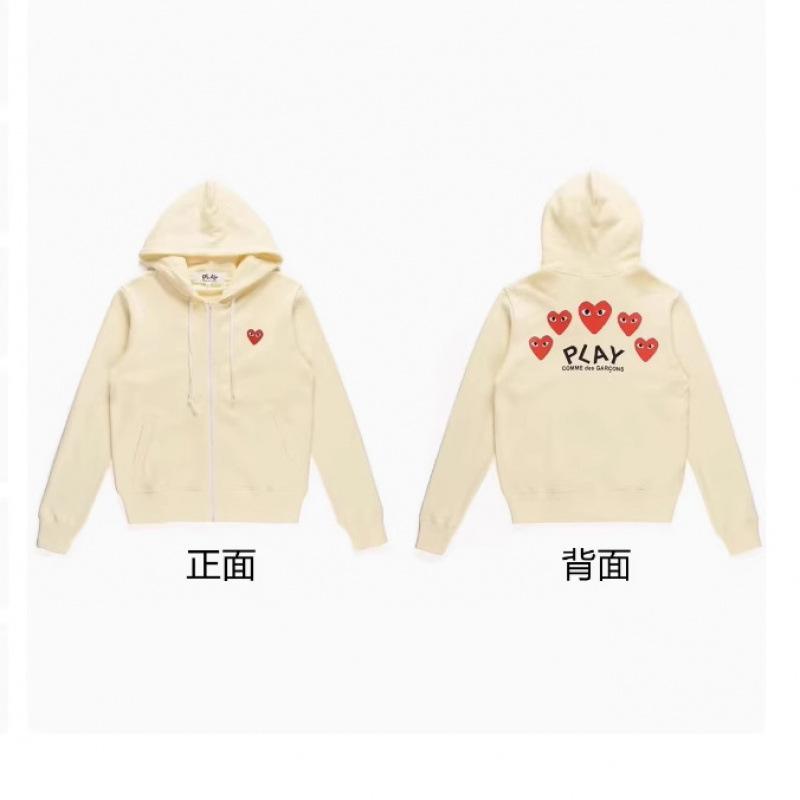PLAY love hooded sweater fleece thickened cardigan zipper baoling jacket trendy brand Kawaku male and female couples