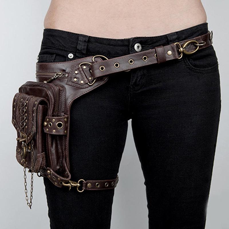 Steampunk Fanny Pack Motorcycle Women's Bag Gothic Belt Bag Men's and Women's Messenger Bag Travel Waist Bag