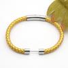 Edelstahl Ein-Wort-Schnalle Lederarmband Geflochtenes Lederseil Magnetverschluss Armband Perlen Handseil Exquisites Partnerarmband