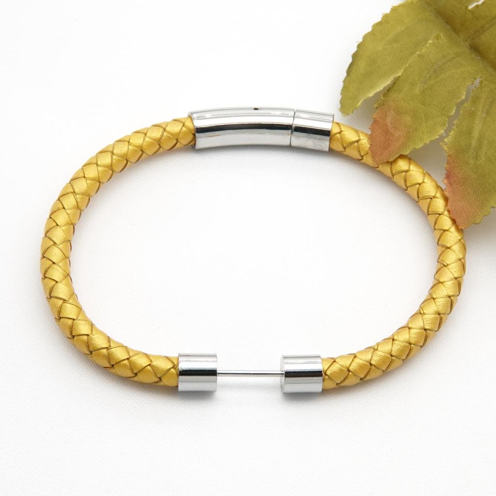 Edelstahl Ein-Wort-Schnalle Lederarmband Geflochtenes Lederseil Magnetverschluss Armband Perlen Handseil Exquisites Partnerarmband