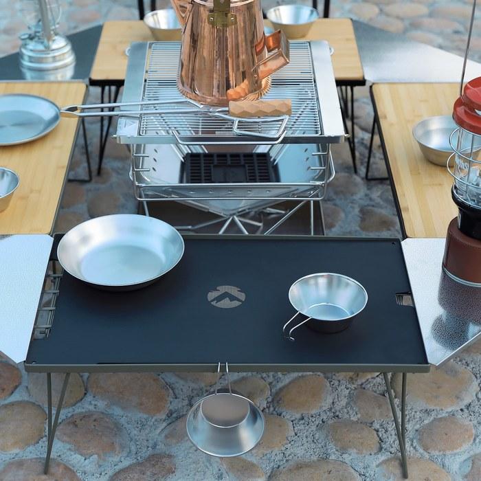 Camping Moon Ground Rack Aluminum Top Plate 2-Piece Set Black T-2308-BK-2P