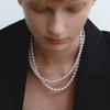 leeENoir Wave Toggle Pearl Necklace (6mm/8mm)(2color)