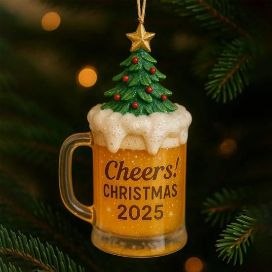 Christmas Drink Cup Ornaments Acrylic Hanging Decor for Tree Car Mirror Festive Birthday Party