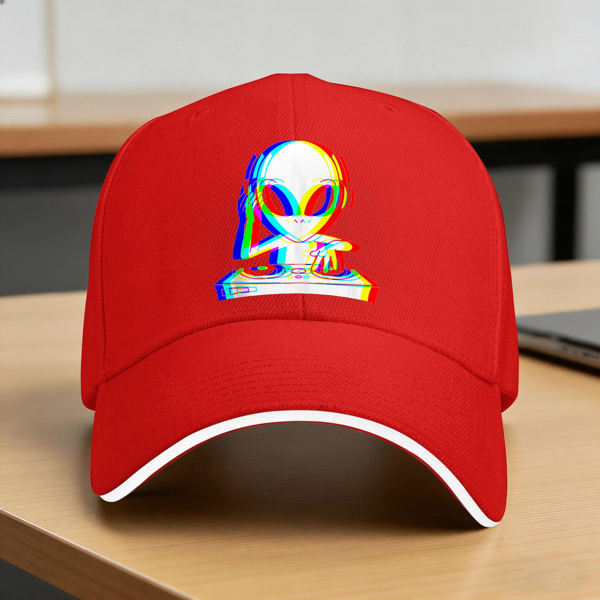 Alien Dj Trippy Vaporwave Techno Rave EDM Music Festival Sun Baseball Cap Spring yk Retro Trucker Hat Skate Baseball Caps One Size