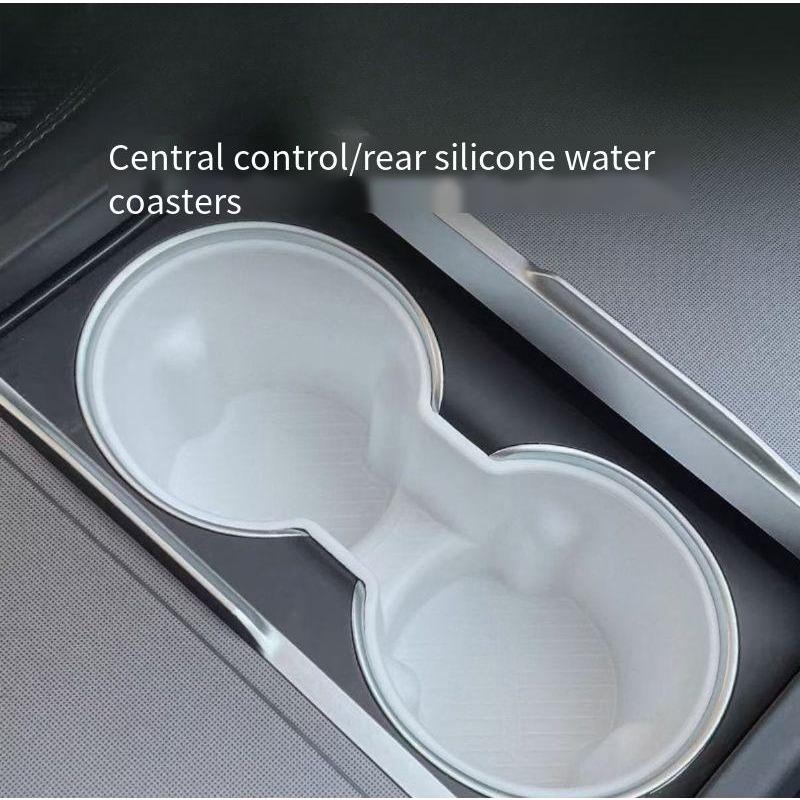 Suitable for Tesla Model Y Model 3 Refresh Version Center Console Water Cup Holder Limiter Interior Modified Storage Box Slot