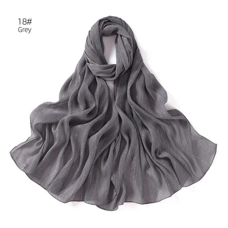 Spring Plain Wrinkle Rhinestone Shiny Shimmer Shawls Scarf for Women Ramadan High Quality Wrap Beach Stole Bufandas Muslim Hijab