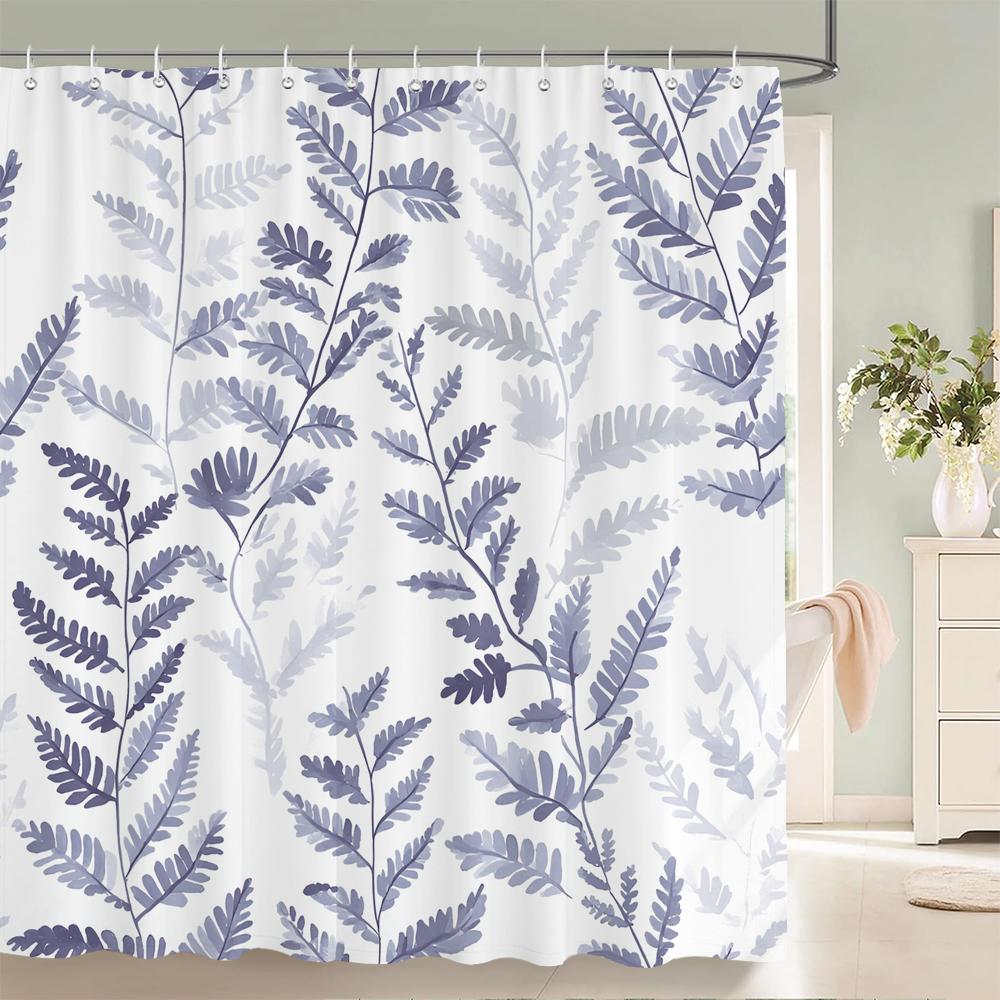 Beautiful Watercolor Flowers and Leaves Printed Shower Curtain Polyester Waterproof Bathroom Curtain Home Decoration With Hooks