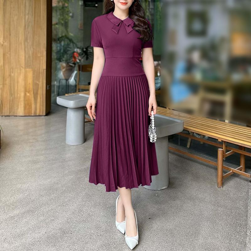 

Женское летнее повседневное плиссированное платье с коротким рукавом ZANZEA 3XL кларет