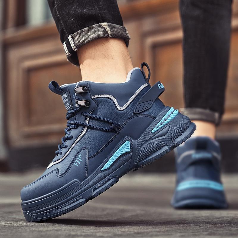 

Men s shoes 2024 autumn and winter new casual sports waterproof, non-slip and wear-resistant Martin boots men s retro labor insurance tooling boots 44 темно-синього кольору