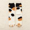 Non-Slip Coral Fleece Cat Paw Mid-Calf Sleep Socks - Women's Warm Cartoon Maternity Socks for Autumn & Winter