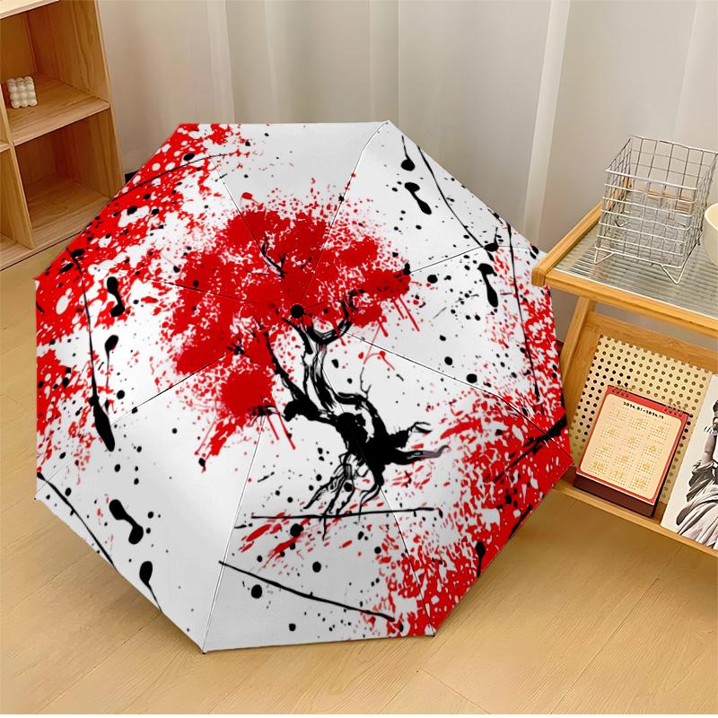 

Rabbits Around Snowy Christmas Tree Printed umbrella windproof folding umbrella portable sun and rain umbrella suitable for gifting