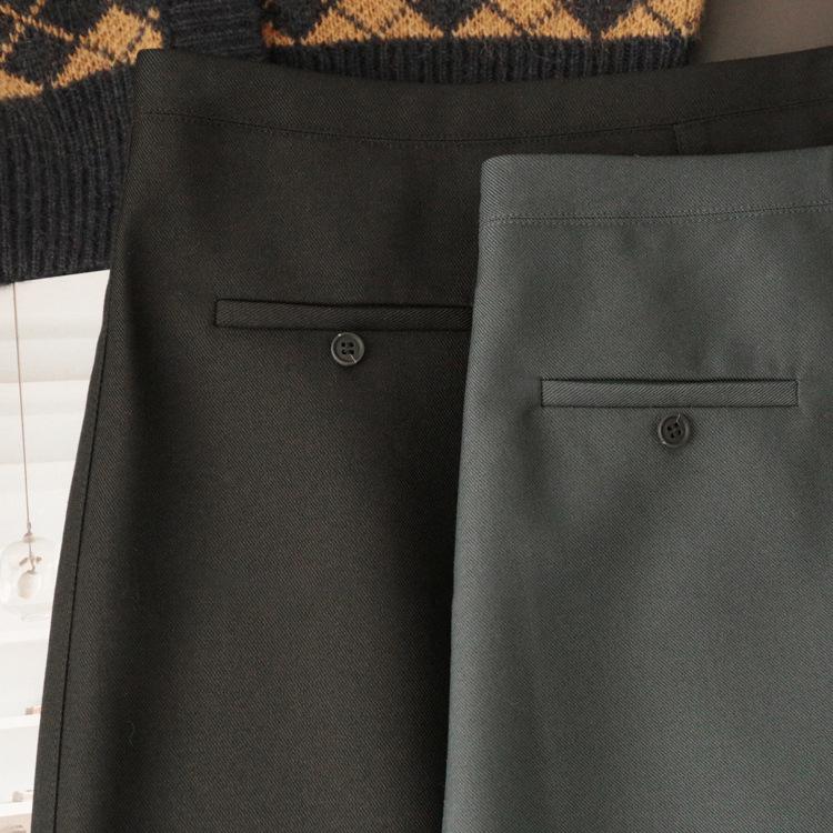Elegant British Retro High-Waist Straight Midi Skirt with Back Slit