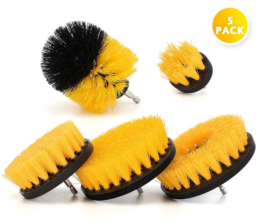 Drill Brush Drill Scrubber Power Cleaning Kit for Car Bathroom Corners 5-Piece Attachment, Brush, Carpet, Detailing, Surfaces, Upholstery, Grout,