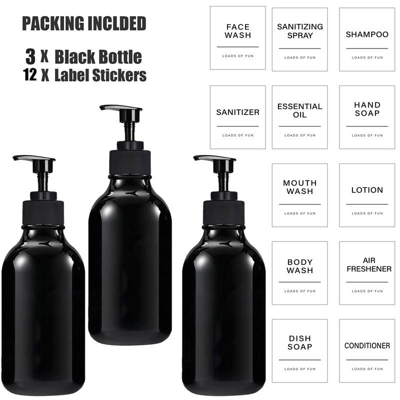 

500 мл глянцевый черный многоразовый дозатор для шампуня и кондиционера настенный держатель, бутылка для лосьона пустой дозатор для помпы Type 2