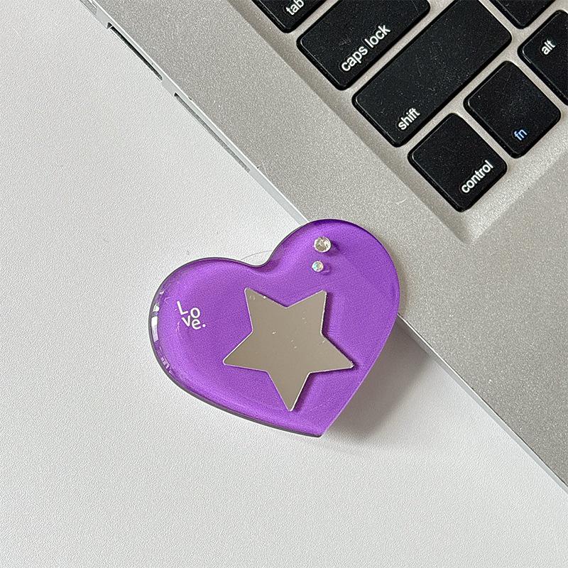 

MagSafe-Compatible Rhinestone Heart Mirror Phone Stand with Airbag, Star Design
