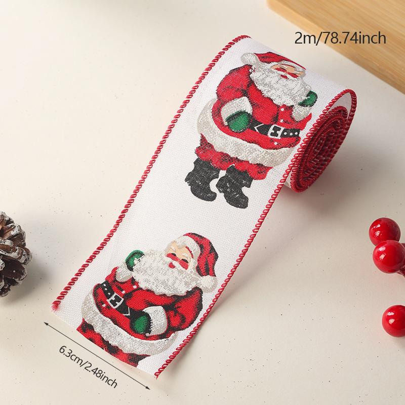 2m Lmitation Linen Christmas Ribbon Decoration Red Black And White Plaid Bow Snowflake Ribbon Christmas Webbing DIY